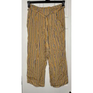 Shore Women's Tie Up Wide Leg Striped Pants‎ Yellow Blue White Size XS